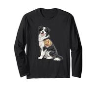 Divertente Disegno del Tatuaggio a Forma di Cuore con Cane, Scherzo, Motivo: Border Collie Dad Maglia a Manica