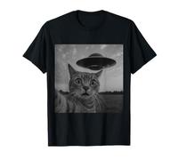 Divertente Disegno Gatto Selfie UFO Maglietta