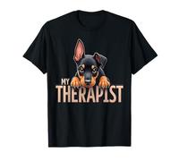Divertente Dobie Dobe Puppy My Therapist Doberman Pinscher Dog Maglietta