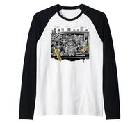 Divertente Don Meow Gang City Cats Drive Retro Urban Style Maglia con Maniche Raglan