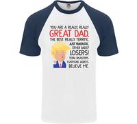 Divertente Donald Trump Festa Del Papà DA UOMO S/S Baseball T-Shirt