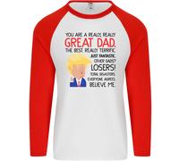 Divertente Donald Trump Festa Del Papà Papà Uomo L/S Maglietta Baseball