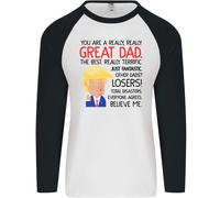 Divertente Donald Trump Festa Del Papà Papà Uomo L/S Maglietta Baseball