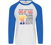 Divertente Donald Trump Festa Del Papà Papà Uomo L/S Maglietta Baseball