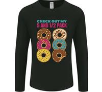 Divertente Donut Guarda il Mio 5 1/2 Confezione Cibo Palestra Uomo Lungo Manica