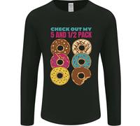 Divertente Donut Guarda il Mio 5 1/2 Confezione Cibo Palestra Uomo Lungo Manica