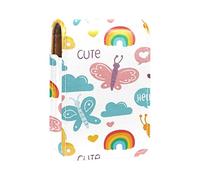 Divertente Doodle Arcobaleno Farfalle Parole Nuvole Lip Gloss Holder Rossetto Caso Portatile Trucco Borsa Viaggio Rossetto Organizer Case con Specchio Mini Rossetto Scatola di Immagazzinaggio per le