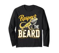 Divertente Drago Barbuto Rispetta la Barba Cool Pet Rettile Maglia a Manica