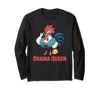 Divertente Dramma Regina Gallo Pollo Diva Atteggiamento Fattoria Umorismo Maglia a Manica