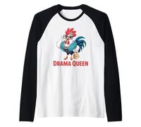 Divertente Dramma Regina Gallo Pollo Diva Atteggiamento Fattoria Umorismo Maglia con Maniche Raglan