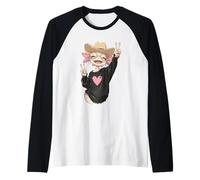 Divertente e Carino Axolotl Kawaii Anime Chibi segni della Pace Grafica Maglia con Maniche Raglan