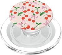 Divertente e carino con ciliegia sorridente e fiocco rosa per ragazze PopSockets PopGrip per MagSafe