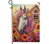 Divertente e carino giardino di primavera girasole fattoria cottage floreale albero animali marrone rosa lino pannello decorazione casa decorazione parete esterno patio giardino interno casa