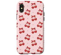 Divertente E Carino Rosso Sorridente Cuori Di Ciliegia Modello Per Custodia per iPhone X/XS