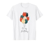 Divertente è Il Mio Compleanno con Gatti e Palloncini Maglietta