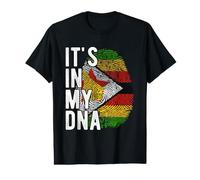 Divertente è nel Mio Dna Bandiera dello Zimbabwe Impronta Digitale Maglietta con Stampa Grafica Economica