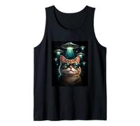 Divertente e Simpatico Gatto Orgoglioso UFO Invasione cospirazione Canotta