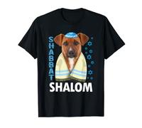 Divertente ebraico Shabbat Shalom Cane Carino Con Kippah Maglietta