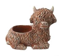 Divertente ed eccentrico artigianato artistico a forma di mucca delle Highland come pezzo d'accento per interni, per case con temi animali