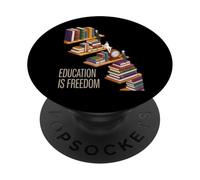 Divertente educazione è libertà dicendo scaffale di libro potere donne uomini PopSockets PopGrip Adesivo
