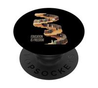 Divertente educazione è libertà dicendo scaffale di libro potere donne uomini PopSockets PopGrip Adesivo