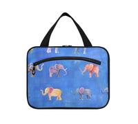Divertente elefante cielo blu appeso borse di viaggio per le donne con gancio, designer carino trucco borsa per auto per papà Camping bolso para maquillaje de Mujer L