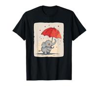 Divertente elefante con ombrello rosso design per un costume fresco Maglietta