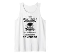 Divertente Elettricista Lineman Wireman Skull Lightning Strike Canotta