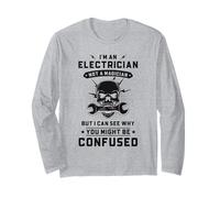 Divertente Elettricista Lineman Wireman Skull Lightning Strike Maglia a Manica