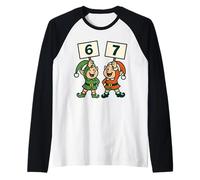 Divertente Elfi di Natale Sei Sette 67 Meme Maglia con Maniche Raglan