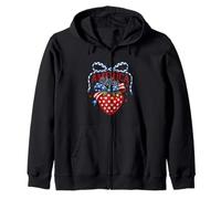 Divertente estate America Camicia Fragola Scacchi Bow Vibes Felpa con Cappuccio