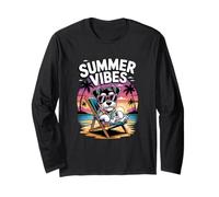 Divertente Estate Miniature Schnauzer Beach Dog Vacation Maglia a Manica