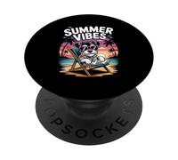 Divertente Estate Miniature Schnauzer Beach Dog Vacation PopSockets PopGrip Adesivo