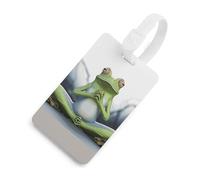 Divertente etichetta per bagagli a forma di rana yoga porta carte per bagagli per valigie con scudo per la privacy borsa da viaggio targhetta identificativa per uomini e donne borsa zaino bianco stile