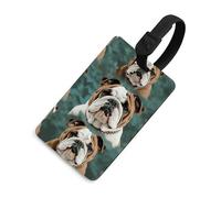 Divertente etichetta per bagagli con bulldog inglese con nome ID Card in pelle impermeabile etichette per valigie accessori da viaggio per donne adulte uomini