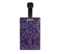 Divertente etichetta stampata americana con stelle rosse e blu, utilizzata per accessori essenziali da viaggio, borse per bagagli, zaini.