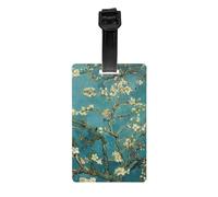 Divertente etichetta stampata con fiori di mandorlo, utilizzata per accessori essenziali da viaggio, borse per bagagli, zaini.