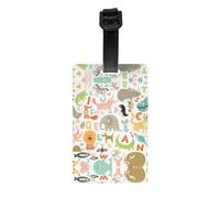 Divertente etichetta stampata con lettere dell'alfabeto dello zoo, utilizzata per accessori essenziali da viaggio, borse per bagagli, zaini.