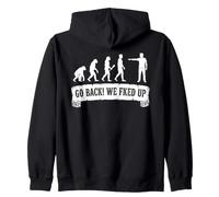 Divertente Evoluzione Go Back We Messed Up Distressed Graphic Felpa con Cappuccio