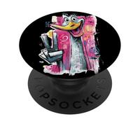 Divertente faccia di struzzo graffiti pop personaggio grafico uccello Pippo PopSockets PopGrip Adesivo