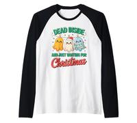 Divertente Fantasma Natale Vacanza Umorismo Morto Dentro Maglia con Maniche Raglan