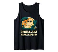 Divertente fantasma Retro Tramonto Estate Ghoul Halloween Summerween Canotta