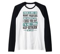 Divertente Fede Cristiana Tante Preghiere Prima di sgridarti Maglia con Maniche Raglan