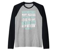 Divertente Fede Cristiana Tante Preghiere Prima di sgridarti Maglia con Maniche Raglan