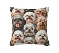 Divertente federa per cuscino con stampa di animali Shih Tzu per gli amanti dei cani, per camera da letto, letto e divano, federa decorativa per cuscino da ufficio, per animali domestici, 40,6 x 40,6