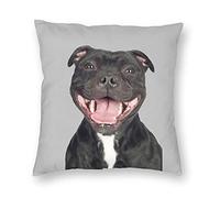 Divertente federa per cuscino Staffordshire Bull Terrier Staffie Laughing Staffy Dog Throw Pillow Case 40 x 48 cm Novità Cani Cucciolo Regali Home Decor