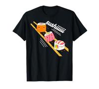 Divertente Felice Carino Sushi Anime Personaggio Kawaii Giapponese Cibo Maglietta