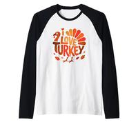 Divertente Felice Grazie Amo LA Turchia Maglia con Maniche Raglan