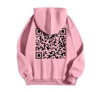 Divertente felpa con cappuccio Fu Qr Codice, unisex, per adulti, codice QR, da uomo, oversize, con stampa posteriore Baggy Harajuku, felpa a maniche lunghe, con cappuccio, Colore: rosa., 3XL