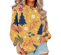 Divertente felpa natalizia stampata da donna alla moda casual comoda stampata a maniche lunghe per feste quotidiane regali di Natale, Ye1., XXL